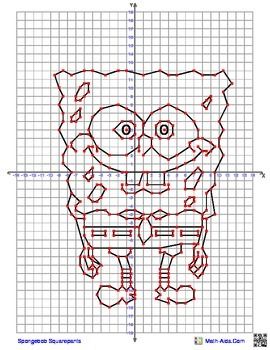 SpongeBob from SpongeBob Squarepants Coordinate Graphing Picture4 quadrant graphing picture from Math-Aids.comThis one is very time consuming and quite challenging! Graphing Paper Drawings With Coordinates, Coordinate Drawings Easy, Desmos Graphing Art, Graphing Paper Drawing With Coordinates, Coordinate Grid Pictures, Algebra Projects, Coordinate Graphing Mystery Picture, Coordinate Planes, Coordinate Graphing Pictures