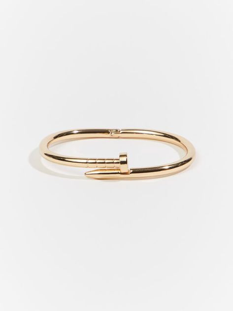 This simple bangle will add a luxurious feel to your everyday outfit! The wrapped nail design is so trendy and unique- just the piece your collection is missing! Beaded Bracelets Gold, Nail Bangle, Nail Bracelet, Bracelets Beaded, Simple Bangle, Wedding Branding, Camera Icon, Bracelets Gold, Jewelry Simple