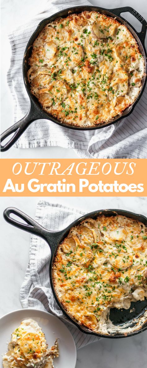 Au Gratin Potatoes, Au Gratin Potato Recipes, Gratin Potatoes, Au Gratin Recipes, Easter Dishes, Cast Iron Skillet Recipes, Potatoes Au Gratin, Cast Iron Recipes, Holiday Side Dishes