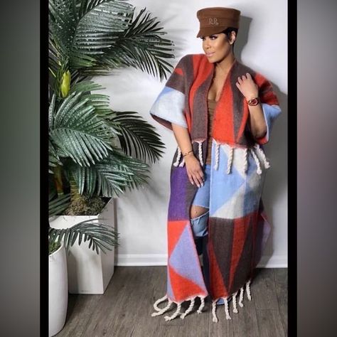 Multicolor Cardigan With Fringe Multicolor Cardigan, Army Fatigue, Cardigan Design, Maxi Cardigan, Casual Chic Outfit, Chic Outfit, Fashion Board, Winter Coats, Clothing Ideas