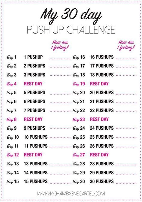 30-Day Beginner Pushup Challenge to Get Ripped | Champagne Cartel #10_Week_Workout_Plan #10_Week_Workout #Workout_Fat_Burning #Gym_Antrenmanları https://www.theworldaccordingtome.org/fitness-health/1942179_30-day-ab-challenge-for-beginners-get-stronger-abs-step-by-step/?quick-home-workout-for-beginners How To Do Pushups For Beginners, Pushup Challenge, 30 Day Push Up, Workout Fat Burning, Workout Challenges, Gym Antrenmanları, Skin Care Routine For 20s, Ab Challenge, 30 Day Fitness