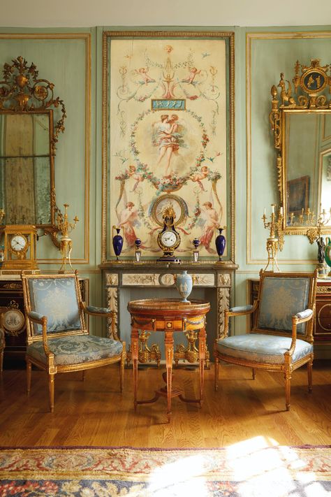 Louis Xvi Furniture, Chateaux Interiors, Neoclassical Interior, The World Of Interiors, French Style Furniture, Century Decor, Painted Paneling, Elegant Living Room, French Interior