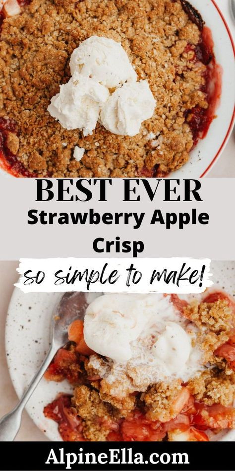 Apple Crumble With Oats, Strawberry Crisp Recipe, Strawberry Crumble, Strawberry Crisp, Fruit Crumble, Fruit Crisp, Apple Crisp Recipes, Crisp Recipe, Easy Strawberry