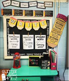 Glitter and Glue 4 K-2: Setting Up Your Writing Center Classroom Writing Center, Writing Classroom, Bright Classroom, Second Grade Writing, Continuous Provision, 3rd Grade Writing, Writing Station, 2nd Grade Writing, 1st Grade Writing