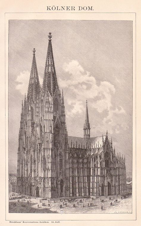 vintage architectural prints Goth Architecture, German Architecture, Medieval Architecture, Cathedral Architecture, Sacred Architecture, Cologne Germany, Architectural Prints, St Peter, Gothic Architecture