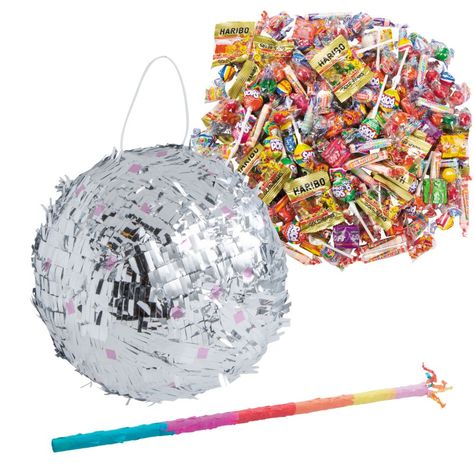 There's more to this Iridescent Disco Ball Piñata than meets the eye and with a few swings, you will find out why! Guests will have a blast playing this classic party game that doubles as a cute decoration. This convenient piñata kit includes everything you need and is a fun addition to 70s birthday bash or any retro-themed event. Find even more party supplies on this website! (208 pcs. per unit) Includes:o 1 Wooden Festive Piñata Stick (30")o 1 Papier-mché Iridescent Disco Ball Piñata (Includes Disco Games, Disco Ball Pinata, Kids Disco Party, Piñata Stick, Swiftie Birthday, 70s Birthday, Pinata Stick, 22 Taylor, Disco Birthday Party