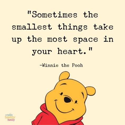 "Sometimes the smallest things take up the most space in your heart." - Winnie the Pooh Poo Quotes, Strong Mom Quotes, Bear Quote, Be Extraordinary, Cute Winnie The Pooh, Winnie The Pooh Quotes, Winnie The Pooh Friends, Pooh Quotes, Strong Mom