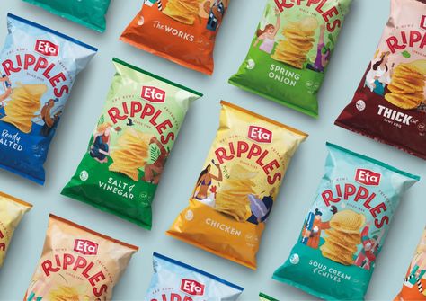 Chip Bag Packaging Design, Crisp Packaging, Dr Food, Chip Packaging, Snack Brands, Brand Architecture, Chips Brands, Food Logo Design, Visual Language