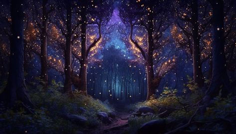 Pretty Wallpapers For Desktop, Witchy Desktop Wallpaper, Night Forest Wallpaper, Forest Background, Witchy Wallpaper, Computer Backgrounds, Mystical Forest, Night Forest, Forest Illustration