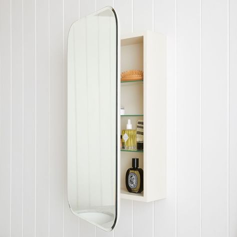 A Medicine-Cabinet Upgrade: West Elm Frameless Seamless Medicine Cabinet Seamless Medicine Cabinet, West Elm Bathroom, Small Medicine Cabinet, Brass Bathroom Hardware, Recessed Medicine Cabinet, Mid Century Bathroom, Double Bathroom Vanity, Medicine Cabinet Mirror, Humble Abode