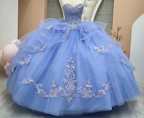 Quinceanera Table, Sky Blue Quinceanera Dresses, Blue Prom Gown, Purple Quinceanera, Quinceanera Themes Dresses, Charro Quinceanera Dresses, Blue Ball Gown, Quinceñera Dresses, Dresses Gold