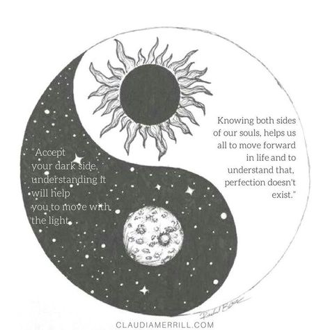 This contains an image of Spiritual Balance Tattoo, Balance Tattoo, Spiritual Balance, Yin Yang Art, Moon Quotes, Muster Tattoos, Sun And Moon Drawings, Energy Healing Spirituality, Moon Drawing