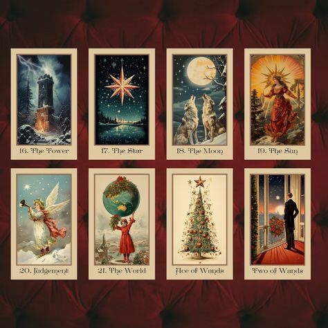 Pre Order the Vintage Christmas Tarot by Hattie Thorn. Original Design 78 Card Deck Including Vintage Christmas Tuck Box - Etsy Dickensian Christmas, Christmas Tarot, Snowy Village, Study Cards, Holiday Stories, Rider Waite Tarot, Rider Waite, Tarot Art, Holiday Stickers