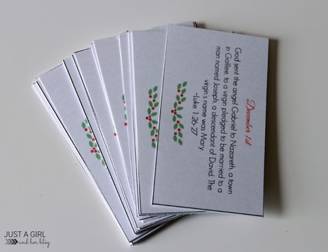 Christmas Story Cards Free Printable, Advent Calendar Ideas Diy Scripture, Advent Calendar Christmas Story, Lds Christmas Advent Calendar, Nativity Advent Calendar Free Printables, Christian Advent Calendar Ideas Diy, Abby Organizes, Christian Diy, Advent Scripture