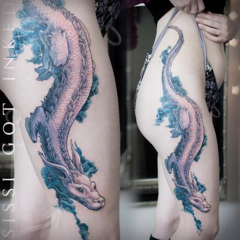 Falkor the Luck Dragon from The Neverending Story by Konstanze K. Luck Dragon Tattoo, Luck Dragon, Story Tattoo, 16 Tattoo, Petit Tattoo, Tattoo Trend, Neverending Story, Sweet Tattoos, Inspiration Tattoos