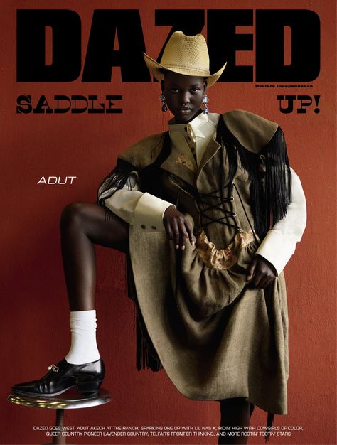 Adut Akech for Dazed Autumn 2019 | Art8amby's Blog Wow Image, Black Pics, Cowgirl Photoshoot, Adut Akech, Viviane Sassen, Dazed Magazine, Cowboy Aesthetic, Black Cowgirl, Urban Cowboy