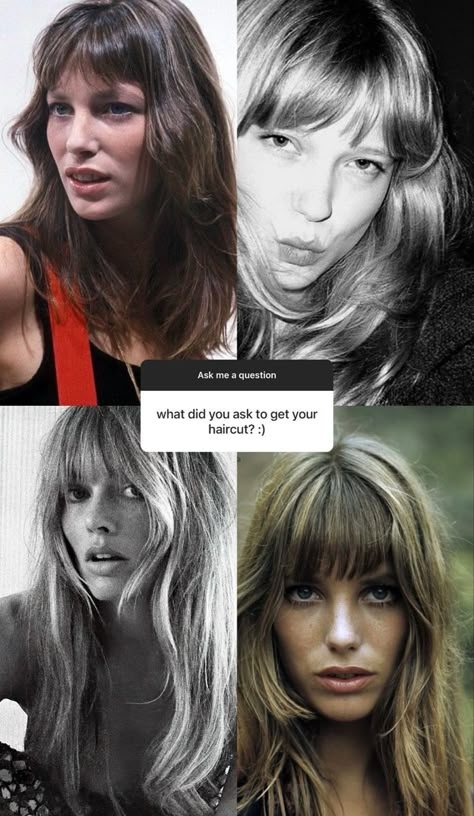 70s Bangs, 70s Haircuts, Long Hair And Bangs, 60s Hair, 70s Hair, Jane Birkin, Cut My Hair, Hair Inspo Color, Hair Envy