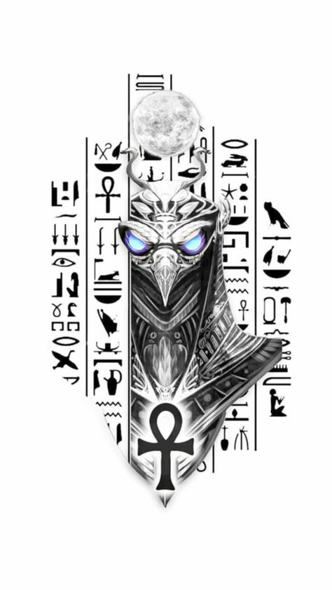 Anubis Back Tattoo Design, Realistic Egyptian Tattoo Design, Egyptian Chest Tattoo Men, Gods Tattoo, Egypt Tattoo Design, Egyptian Eye Tattoos, Arm Tattoos Drawing, Horus Tattoo, Starověký Egypt