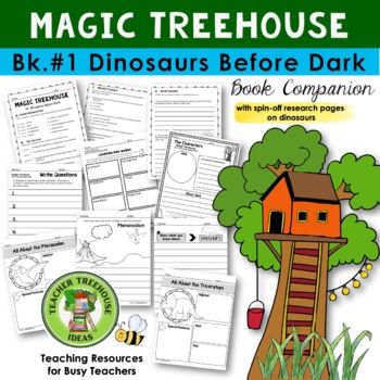 Magic Treehouse | Book #1 | Dinosaurs Before Dark | Book Companion Dinosaurs Before Dark, Easy Chapter Books, Treehouse Ideas, Dark Book, Teaching Language, Dark Books, Magic Treehouse, Best Children Books, Folder Games