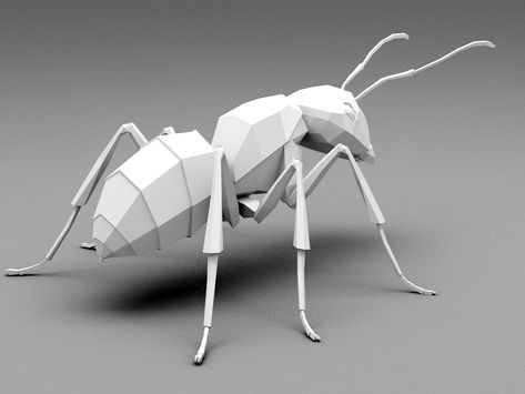 Paper Craft Animals, Craft Animals, Ant Art, 3d Modeling Tutorial, Texture Download, Polygon Art, Low Poly Art, Low Poly Models, Paper Patterns