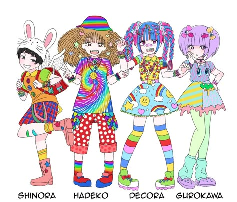 Bisuko Ezaki, Decora Kei Outfits, Yumi Kawaii, Decora Harajuku, Harajuku Decora, Drawings Tutorials, The Lie, Kid Core, 캐릭터 드로잉