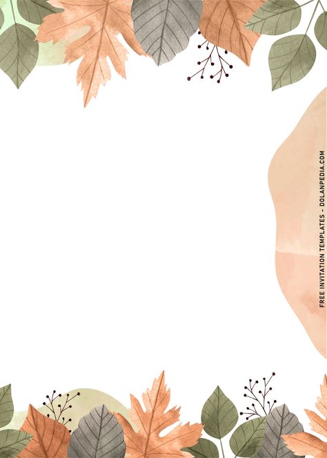 Get 11+ Beautiful Autumn Leaves Border Birthday Invitation Templates Leaves Border Design, Woodland Animal Party, Fall Birthday Invitations, Fall Party Invitations, Woodland Animals Party, Leaves Border, Watercolor Autumn Leaves, Watercolor Floral Invitation, Leaf Invitations