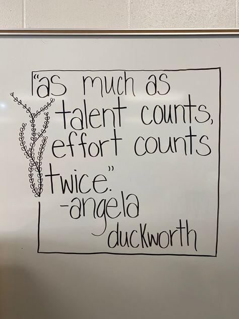 White Board Inspirational Quotes, Cute Whiteboard Quotes, Angela Duckworth Quotes, Motivational White Board Ideas, White Board Quotes Inspiration, Work White Board Ideas, White Board Quotes, Whiteboard Drawing Ideas, Dry Erase Board Drawings