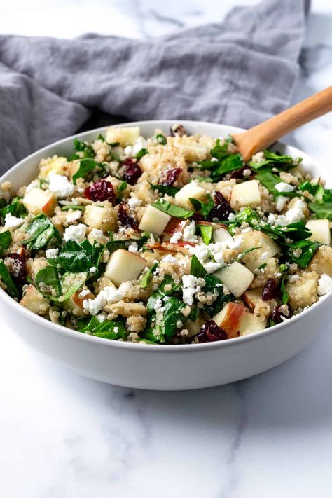 Apple Cranberry Quinoa Salad Quinoa Winter Salad, Cranberry Apple Quinoa Salad, Cranberry Quinoa, Cranberry Quinoa Salad, Quinoa Spinach, Cranberry Salad, Cranberry Cheese, Simple Salad, Apple Salad