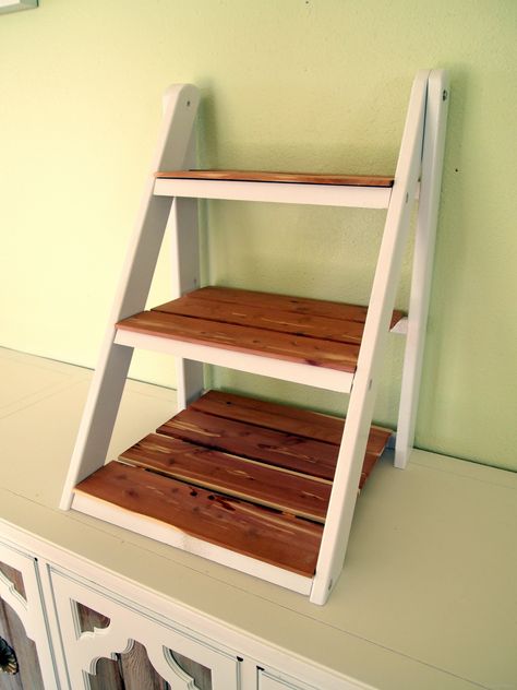 Tutorial! Mini Ladder Shelf for Serving and Entertaining {Sawdust and Embryos} Small Ladder Shelf, Market Stall Display, Small Ladder, Diy Muebles Ideas, Diy Rangement, Craft Fairs Booth, Craft Booth Displays, Diy Display, Craft Stalls