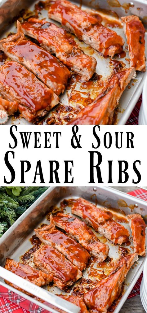 Sweet And Sour Ribs In Oven, Sweet And Sour Short Ribs, Pitboss Recipes, Sweet And Sour Spare Ribs, Sweet And Sour Spareribs, Oven Pork Ribs, Pork Spare Ribs Recipe, Spare Ribs Recipe, Spareribs Recipe