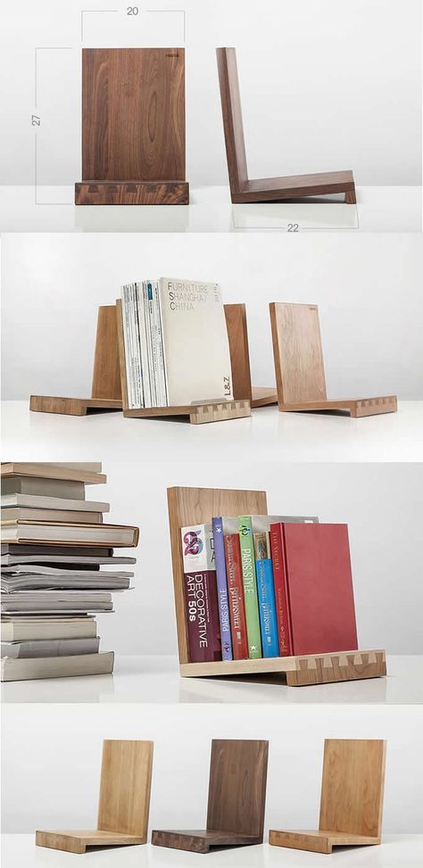 Bookshelves Display, Diy Desk Accessories, Diy Bookends, Wooden Office Desk, Wooden Office, Desk Bookshelf, Organizer Office, Wood Bookends, Woodworking Desk