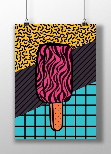 Art Ice Cream, Doodle Canvas, Ice Cream Popsicle, Pop Art Decor, Sheet Music Art, Pop Art Drawing, Procreate Ipad Art, Typography Artwork, Cute Canvas Paintings