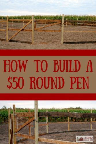 Let me show you how some salvaged materials and smart shopping allowed us to build a round pen for only $50. Round Pens For Horses, Horse Farm Ideas, Barn Hacks, Diy Horse Barn, Horse Barn Ideas Stables, Horse Arena, Horse Shelter, Horse Barn Plans, Round Pen