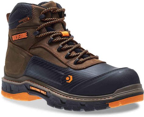 Wolverine Overpass Mid Work Boot - Men's Safety Shoes Men, Summer Brown, The Wolverine, Composite Toe Work Boots, Work Boots Men, Work Boot, Rubber Shoes, Mesh Shoes, Safety Shoes