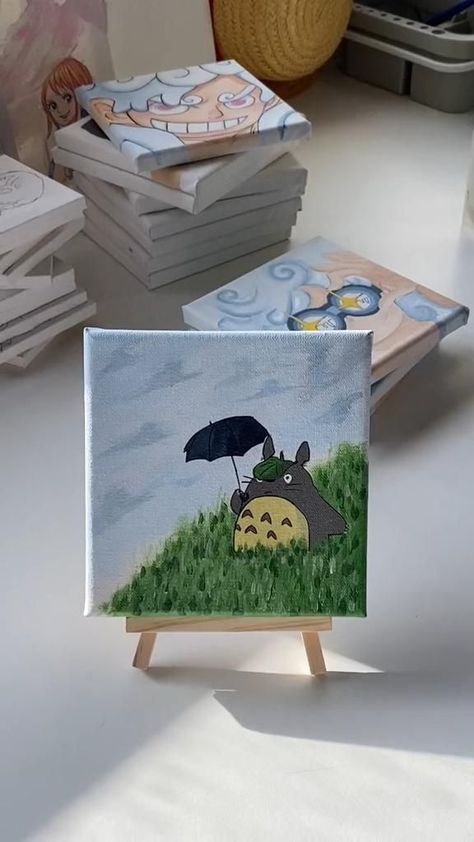 Ghibli Painting, Anime Canvas Painting, Prunus Mume, Art Painting Tools, Diamond Signet Ring, Small Canvas Paintings, Cute Canvas Paintings, Canvas Drawings, Studio Ghibli Art