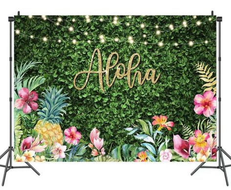 Vinyl Photography, Hawaiian Theme, Baby Shower Party Supplies, Flower Landscape, Hawaiian Party, Flower Party, Outdoor Flowers, Vinyl Backdrops, Party Background