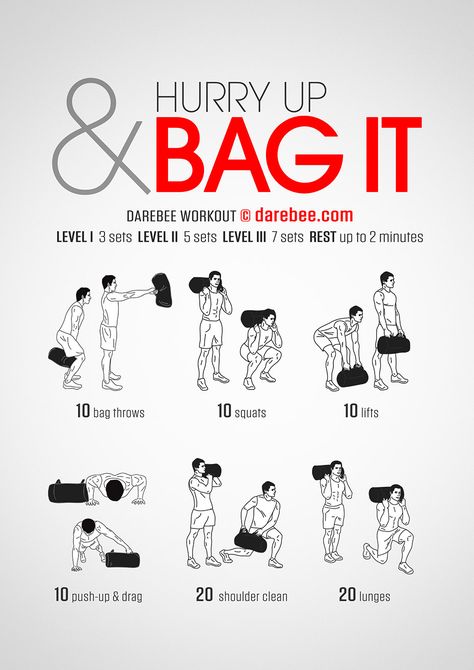 Hurry Up & Bag It! Full Body Sandbag Workout, Sandbag Workout For Women, Sandbag Exercises, Barbell Complex, Bulgarian Bag, Boxing Cardio, Sandbag Workout, Sandbag Training, Ab Workouts At Home