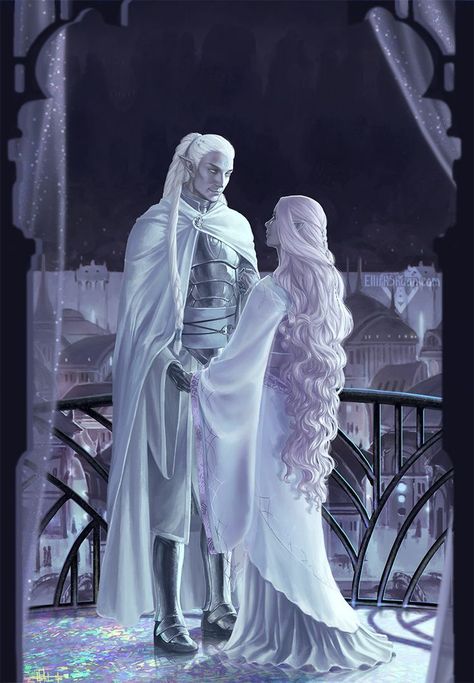 Elf Couple, Mroczny Elf, Snow Elf, Fantasy Art Couples, Elves Fantasy, Elf Art, Night Elf, Fantasy Couples, Fantasy Races