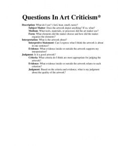 Questions in Art Criticism - good framework needs adapting (add frames questions) - yr 7-8 Paintings Emotions, Analysing Art, Class Printables, Art Assessment, Free Writing Prompts, Art Analysis, Art Classroom Management, Teaching Lessons Plans, Art Critique