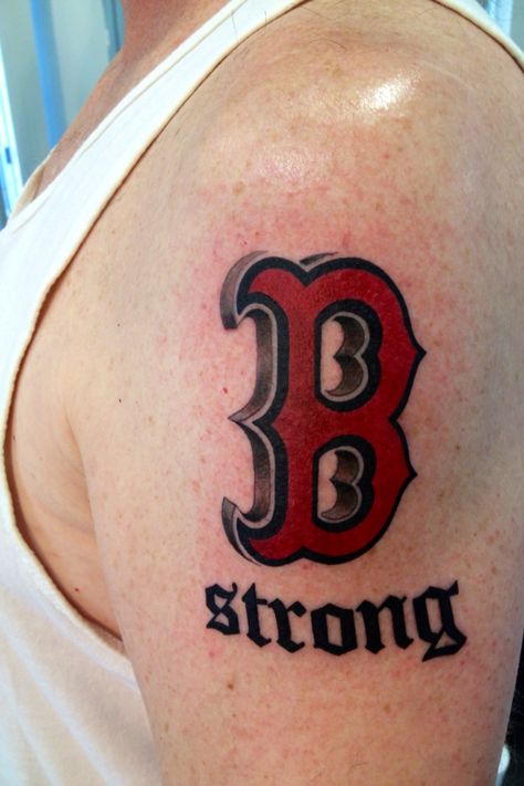 B Strong! Boston strong! Redsox Boston Tattoo, Boston Skyline Tattoo, Tattoos Representing Family, B Tattoos, Letter B Tattoo, Boston Tattoo, Skyline Tattoo, Strong Tattoos, Cute Couple Tattoos