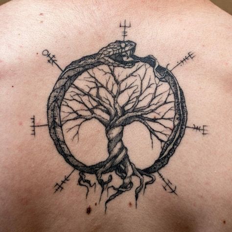 101 Best Viking Tree of Life Tattoo Ideas That Will Blow Your Mind! 11 Outsons Yggdrasil Tattoo, Bonsai Tree Tattoos, Balance Tattoo, Freedom Tattoos, Tattoo Tree, Circle Tattoo, 100 Tattoo, Back Of Shoulder Tattoo, Upper Arm Tattoos