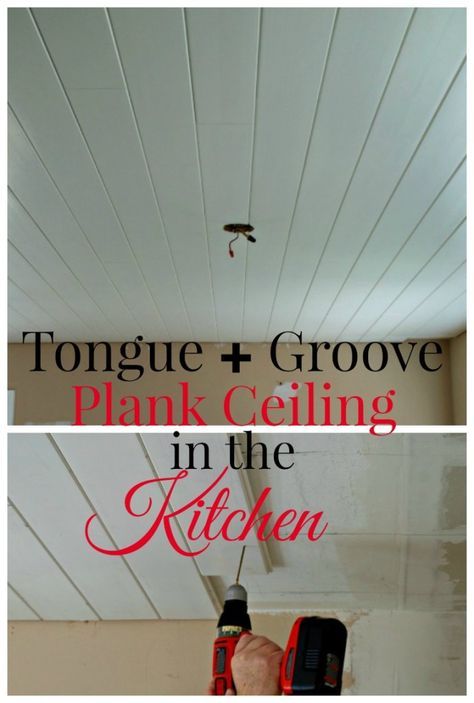 Full Kitchen Remodel, Wood Plank Ceiling, Tongue And Groove Ceiling, Plank Ceiling, Diy Kitchen Remodel, Kitchen Ceiling, Ceiling Tiles, Tongue And Groove, Kitchen Redo