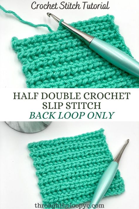 Learn the easy variation of the Half Double Crochet with this tutorial for the Half Double Crochet Slip Stitch including the Back Loop Only variation for the beautiful ribbed effect. Slip Stitch Back Loop, Half Double Crochet Slip Stitch, Hdc Crochet, Knit Hat Pattern Easy, Crochet Slip Stitch, Chunky Yarn Blanket, Chunky Crochet Blanket Pattern, Slip Stitch Crochet, Ribbed Crochet