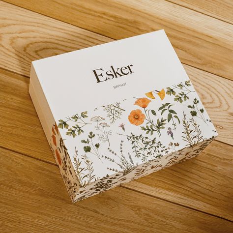 Restorative Bath Kit - Esker Wellness Packaging Design, Nature Packaging, Premium Packaging Design, Floral Packaging, Bathroom Sanctuary, Bath Kit, Rock Rose, Gift Box Design, Flower Packaging