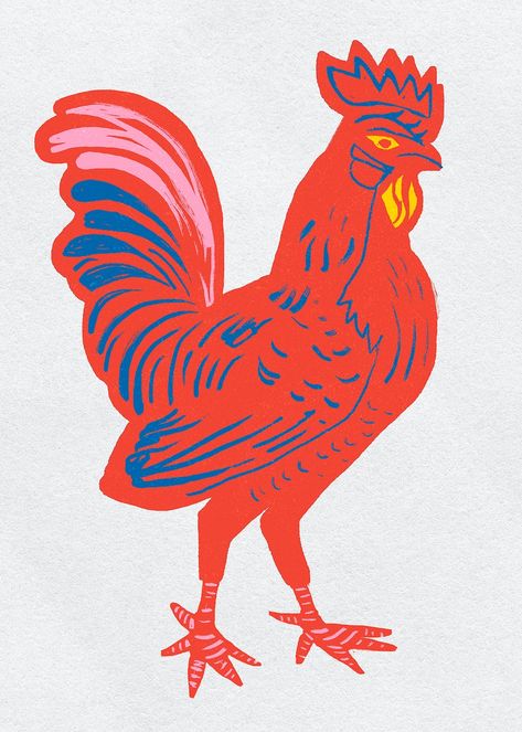 Rooster Graphic Design, Vintage Chicken Illustration, Chicken Illustration Design, Pig Illustration Design, Chicken Graphic Design, Farm Animal Illustration, Rooster Drawing, Rooster Graphic, Animal Graphic Design