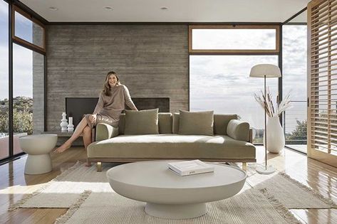 The collection includes multi-functional, mid-century modern pieces that convey relaxation — a perfect fit for the new L.A. digs she shares with her fiancé, British art dealer Alexander Gilkes. | Photographer: Courtesy of Rove Concepts Interior Materials, Coffee Table Stand, Concrete Architecture, Rove Concepts, Peaceful Home, Maria Sharapova, Gasoline Engine, Japanese Design, Linen Shades