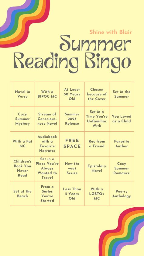 Get ready to unleash your inner bookworm with our Summer Reading Bingo challenge! 🌞📖 With a range of exciting reading tasks, you'll explore new genres, authors, and stories that will spark your imagination and make this summer unforgettable. Join the fun now and watch your love for reading soar! 🚀 Reading Challenge 2023, Reading Bingo Challenge, Summer Book Challenge, Summer Reading Bingo, Passive Programming Library, Summer Hobbies, Challenge For Teens, Reading Bingo, Bingo Challenge