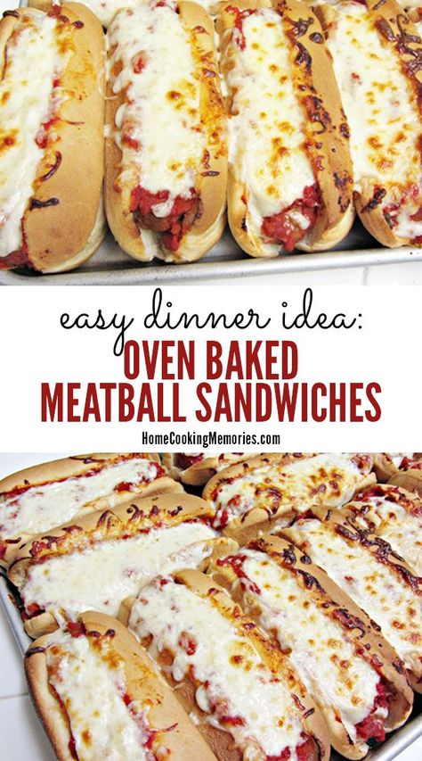 Sandwich Recipes Dinner, Meatball Sandwich Recipes, Meatball Sandwiches, Oven Baked Meatballs, Meatball Sandwich, Meatball Bake, Easy Oven, God Mat, Deilig Mat