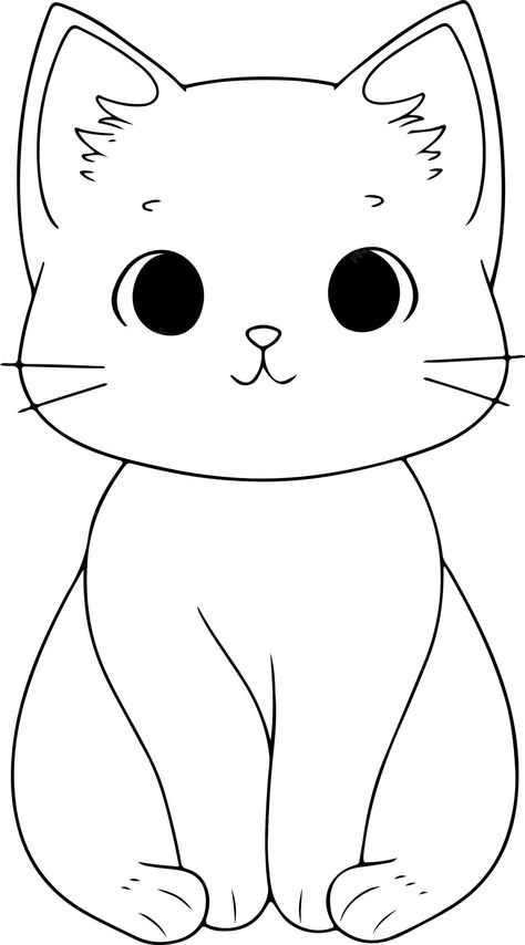 Black Cat Coloring Pages, Children's Drawings Ideas, Cat Stencils Templates Free Printable, Coloring Book Art Ideas, Cat Pictures Drawing, Black And White Drawings Pencil, Cat Clipart Black And White, Black And White Cat Drawing, Free Cat Coloring Pages