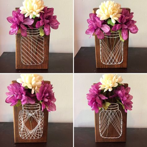 DIY Mason Jar String Art Tutorial Vase String Art, String Art Templates Printable Free, Mason Jar String Art Pattern, String Art Ideas, Hilograma Ideas, String Art Patterns Free, فن الرسم بالمسامير, Mason Jar String Art, Printable String Art Patterns